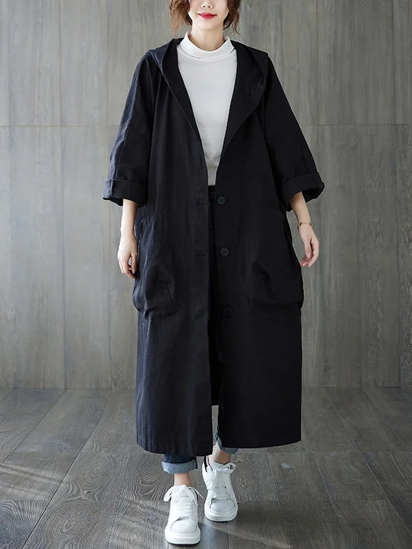 Gabardina para mujer – Chaqueta larga con capucha y corte elegante para la lluvia