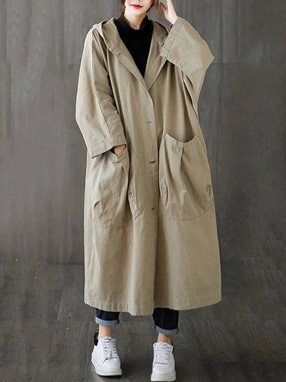 Gabardina para mujer – Chaqueta larga con capucha y corte elegante para la lluvia