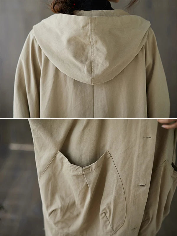 Gabardina para mujer – Chaqueta larga con capucha y corte elegante para la lluvia