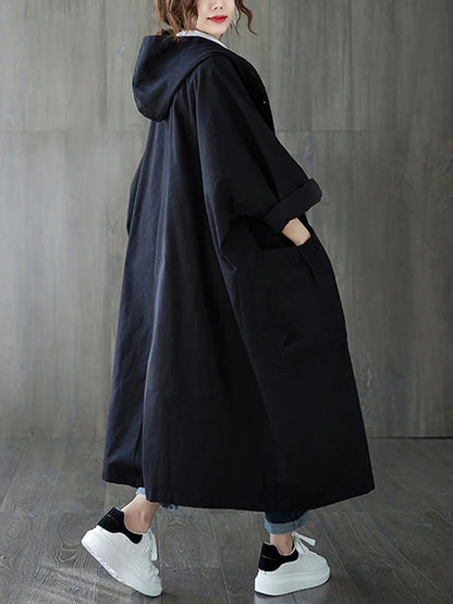 Gabardina para mujer – Chaqueta larga con capucha y corte elegante para la lluvia