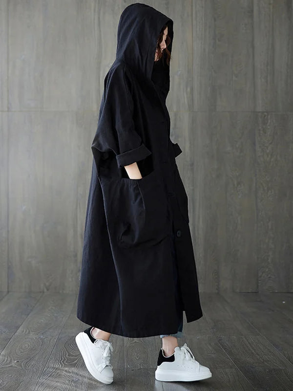Gabardina para mujer – Chaqueta larga con capucha y corte elegante para la lluvia