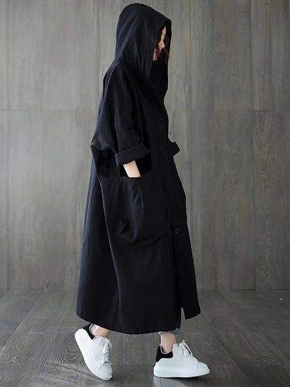 Gabardina para mujer – Chaqueta larga con capucha y corte elegante para la lluvia