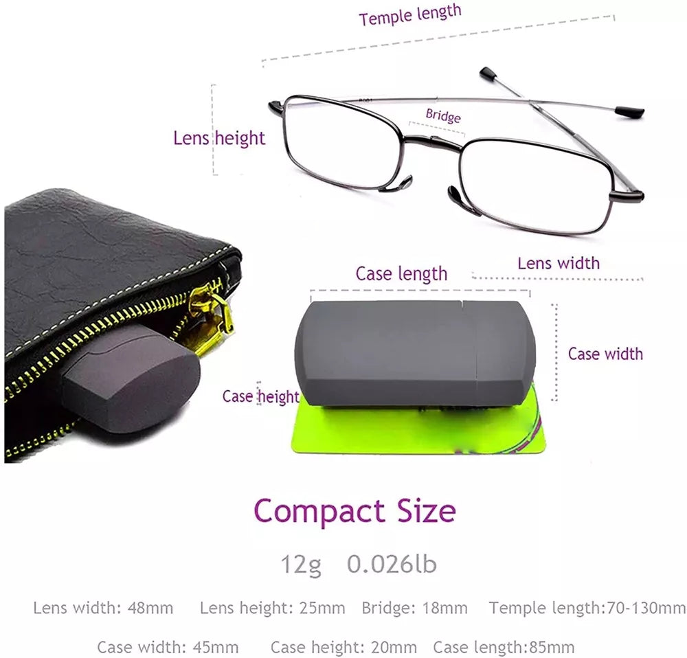 Gafas de lectura plegables unisex con estuche - Diseño portátil
