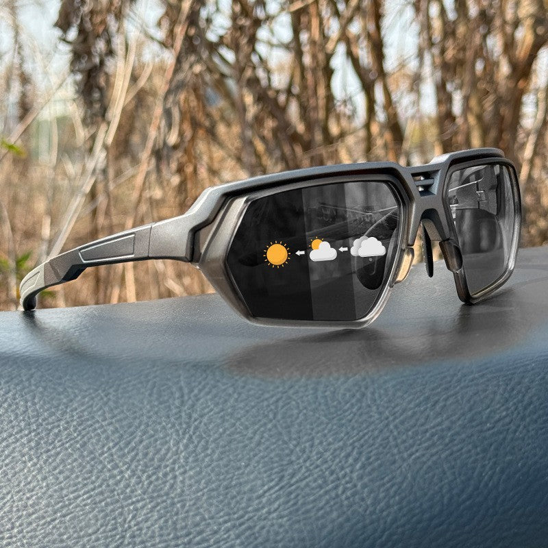 Gafas de sol deportivas fotocromáticas y polarizadas con lentes para visión nocturna y montura táctica envolvente