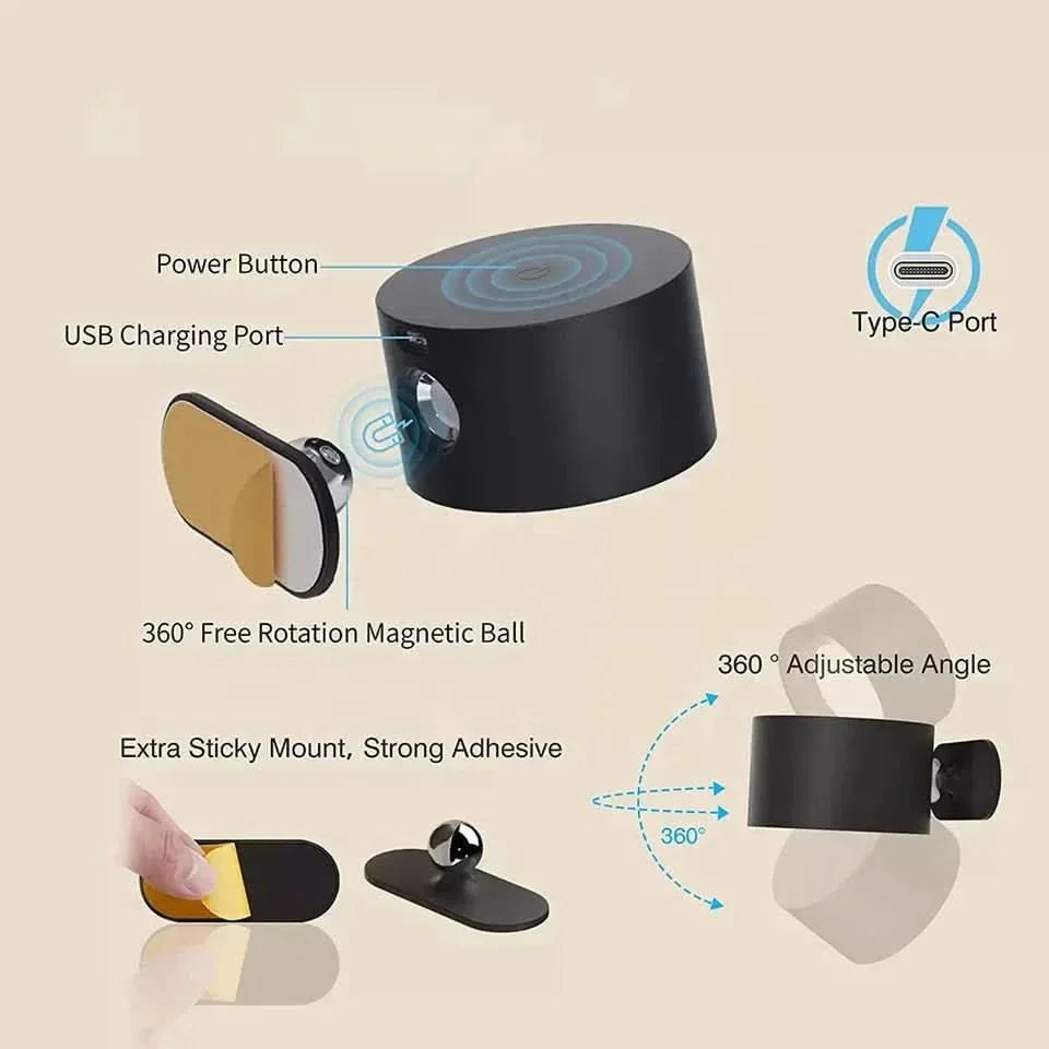 GLOW360 – Lámpara de pared LED inalámbrica y rotatable