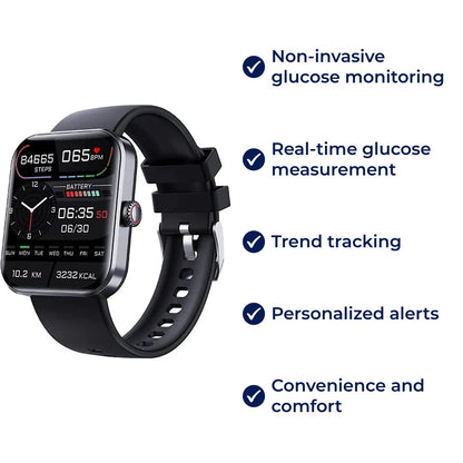 Glucowatch | Reloj Inteligente de Glucosa en Sangre No Invasivo – Monitoreo en Tiempo Real, Seguimiento de Tendencias y Alertas Personalizadas VierraSol