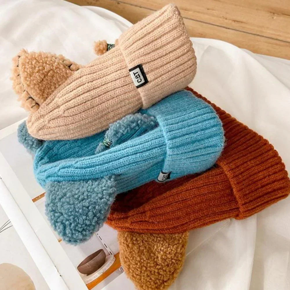 Gorro de Invierno Tejido con Orejas de Gato - PurrWarm