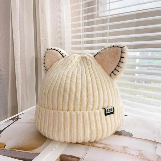 Gorro de Invierno Tejido con Orejas de Gato - PurrWarm