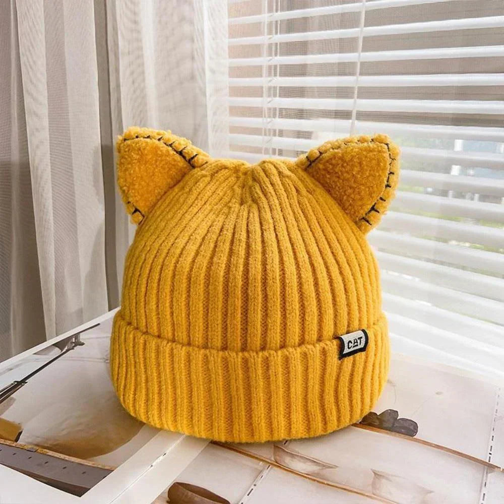 Gorro de Invierno Tejido con Orejas de Gato - PurrWarm