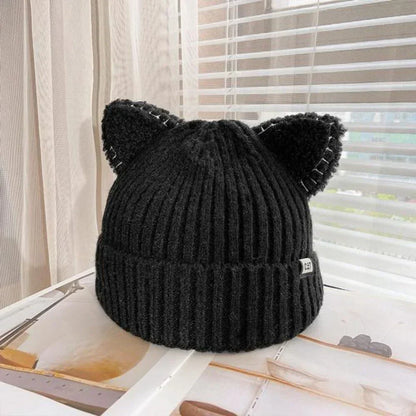 Gorro de Invierno Tejido con Orejas de Gato - PurrWarm