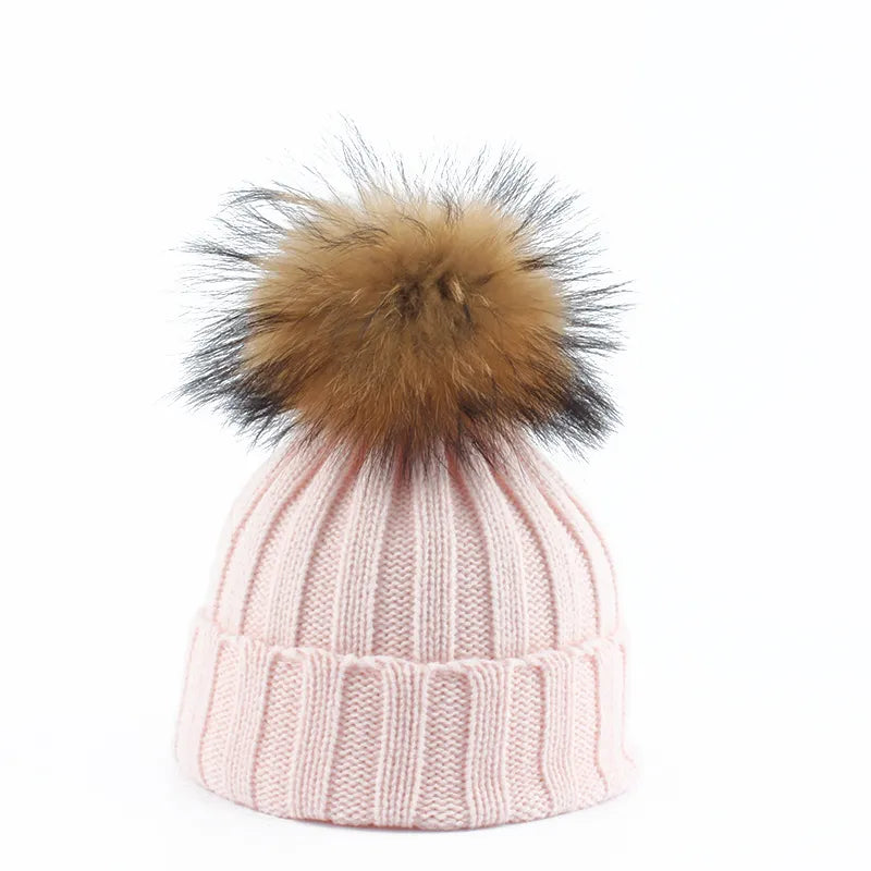 Gorro de Pom-Pom de Invierno Tejido - Felina