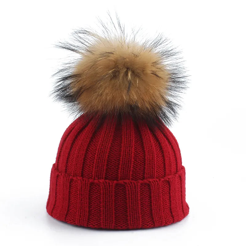 Gorro de Pom-Pom de Invierno Tejido - Felina