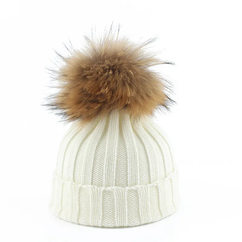 Gorro de Pom-Pom de Invierno Tejido - Felina
