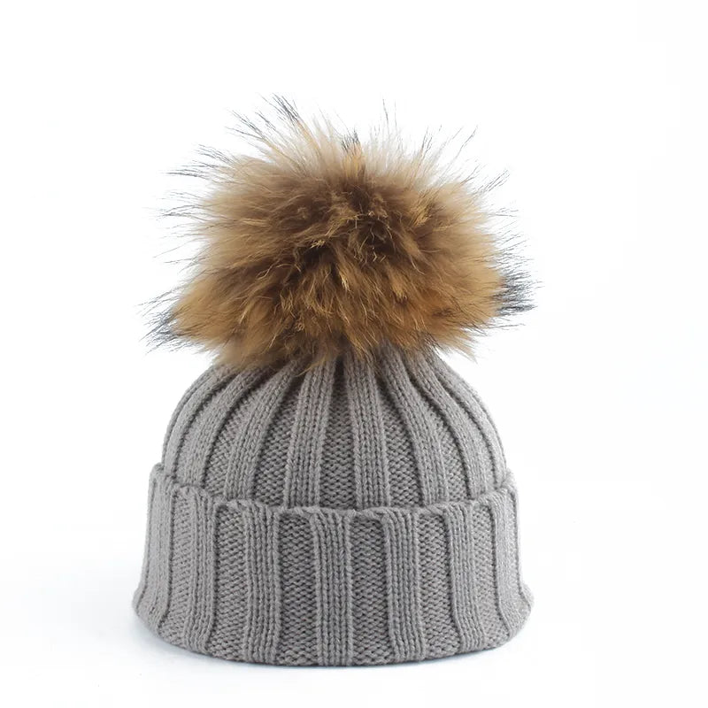 Gorro de Pom-Pom de Invierno Tejido - Felina