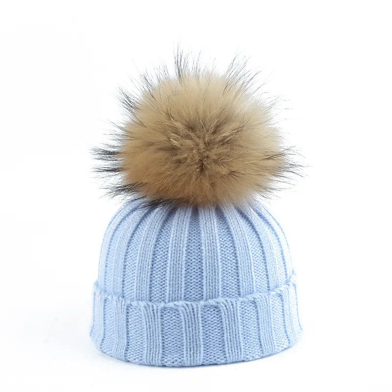 Gorro de Pom-Pom de Invierno Tejido - Felina