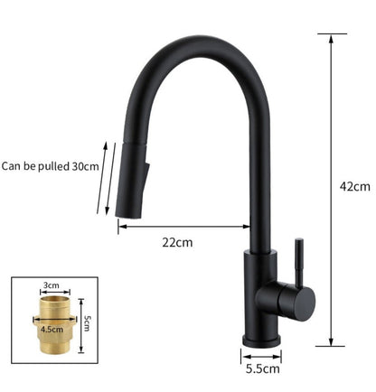 Grifo de cocina extraíble táctil – Grifo monomando con sensor sin contacto y manguera flexible de latón moderno