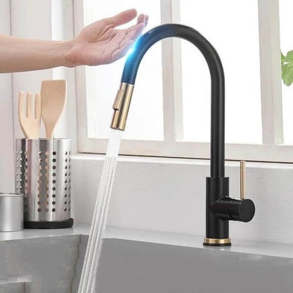 Grifo de cocina extraíble táctil – Grifo monomando con sensor sin contacto y manguera flexible de latón moderno