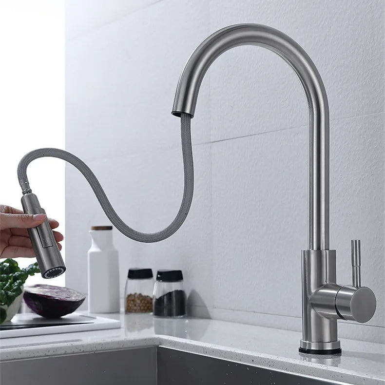Grifo de cocina extraíble táctil – Grifo monomando con sensor sin contacto y manguera flexible de latón moderno