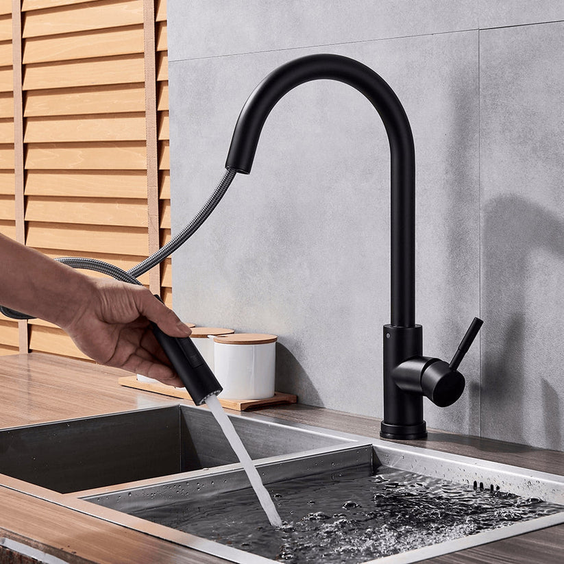 Grifo de cocina extraíble táctil – Grifo monomando con sensor sin contacto y manguera flexible de latón moderno