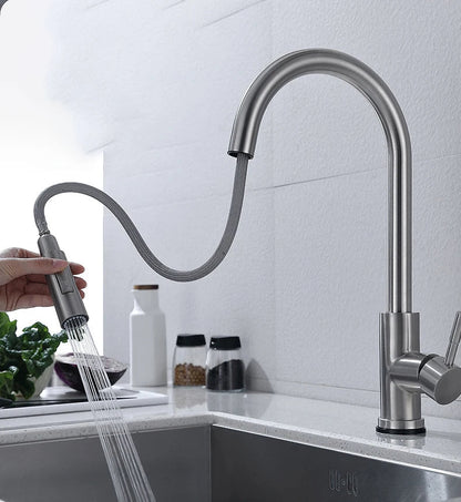 Grifo de cocina extraíble táctil – Grifo monomando con sensor sin contacto y manguera flexible de latón moderno