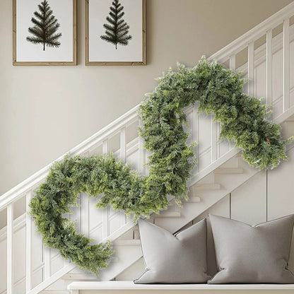 Guirnalda de Navidad Ramas de Ciprés Verdes Patrón de Invierno