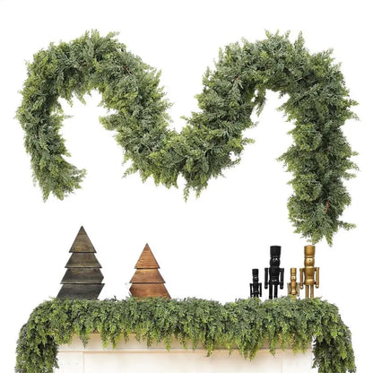 Guirnalda de Navidad Ramas de Ciprés Verdes Patrón de Invierno