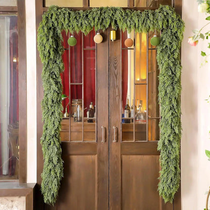 Guirnalda de Navidad Ramas de Ciprés Verdes Patrón de Invierno