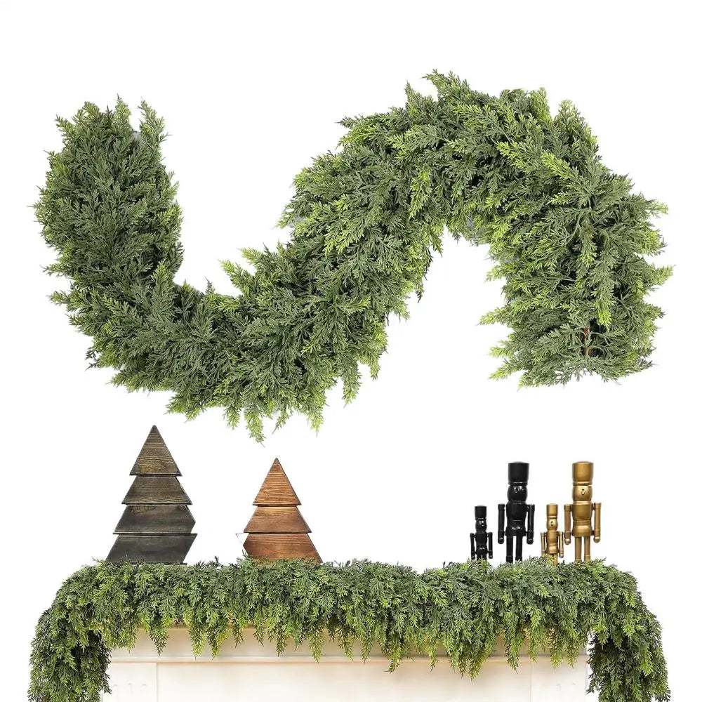 Guirnalda de Navidad Ramas de Ciprés Verdes Patrón de Invierno