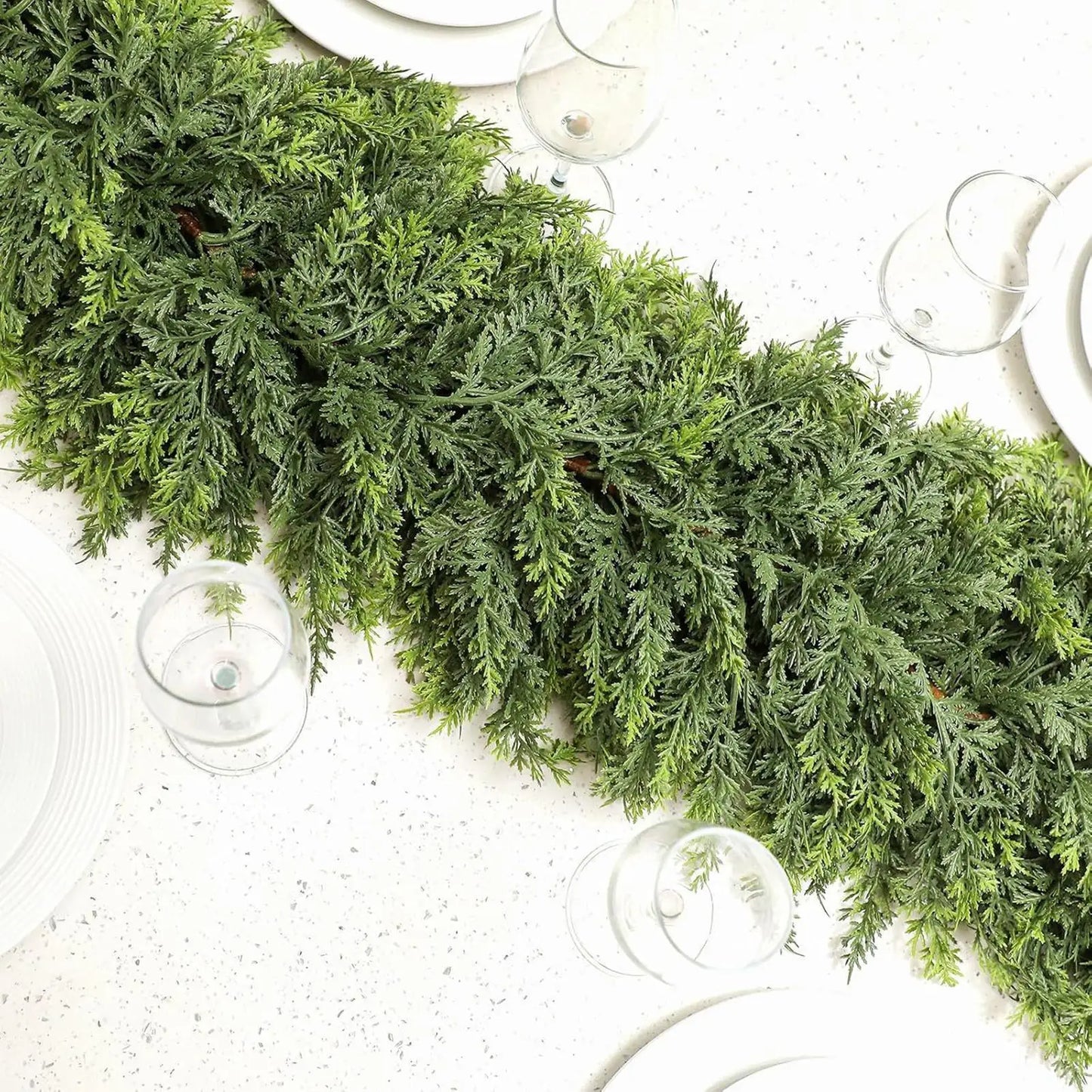 Guirnalda de Navidad Ramas de Ciprés Verdes Patrón de Invierno