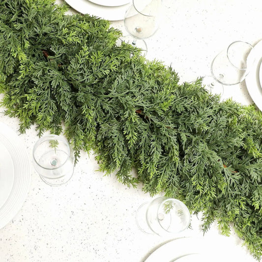 Guirnalda de Navidad Ramas de Ciprés Verdes Patrón de Invierno