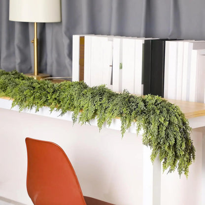 Guirnalda de Navidad Ramas de Ciprés Verdes Patrón de Invierno