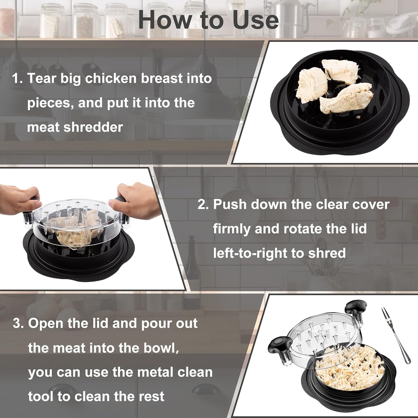 Herramienta Ergonomica para Desmenuzar Pollo - ErgoShredder