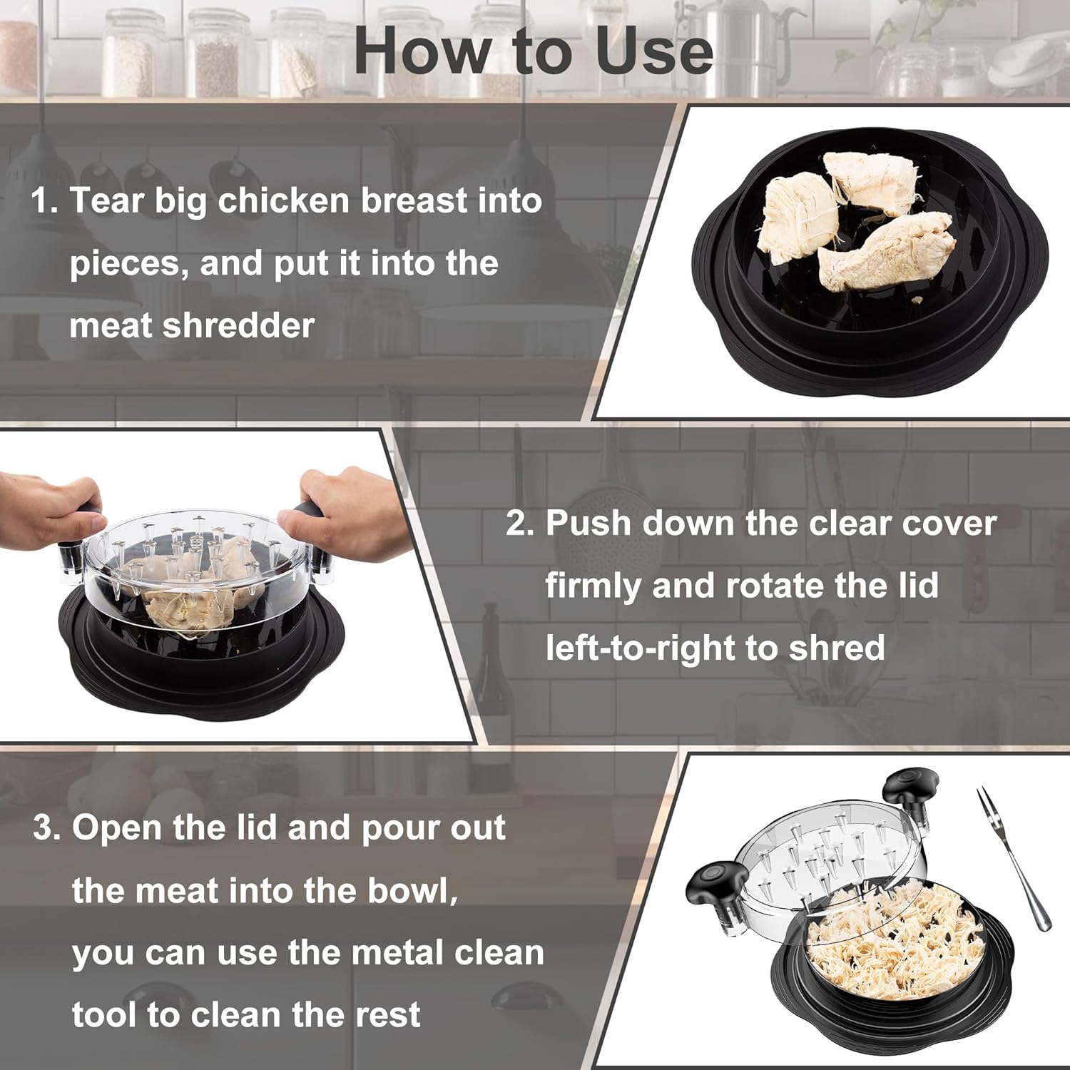 Herramienta Ergonomica para Desmenuzar Pollo - ErgoShredder