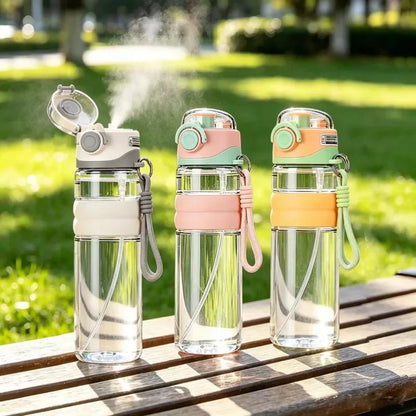 HYDRACOOL – Botella de agua a prueba de fugas con spray de niebla para aventuras al aire libre