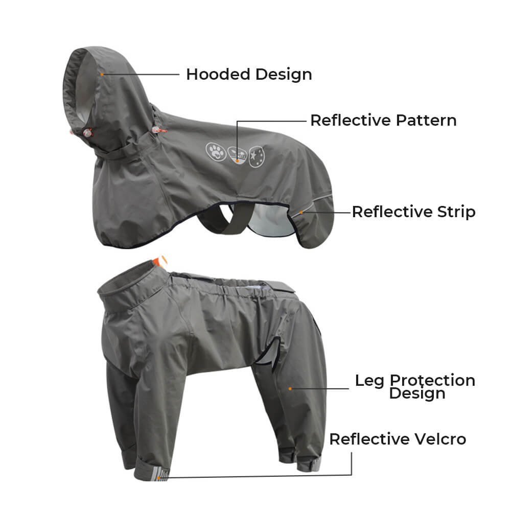 Impermeable para Perros con Cuatro Patas y Capucha Reflectante