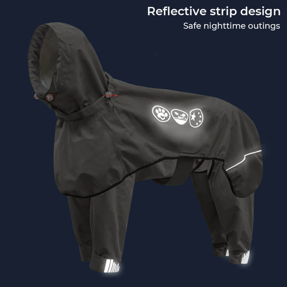 Impermeable para Perros con Cuatro Patas y Capucha Reflectante