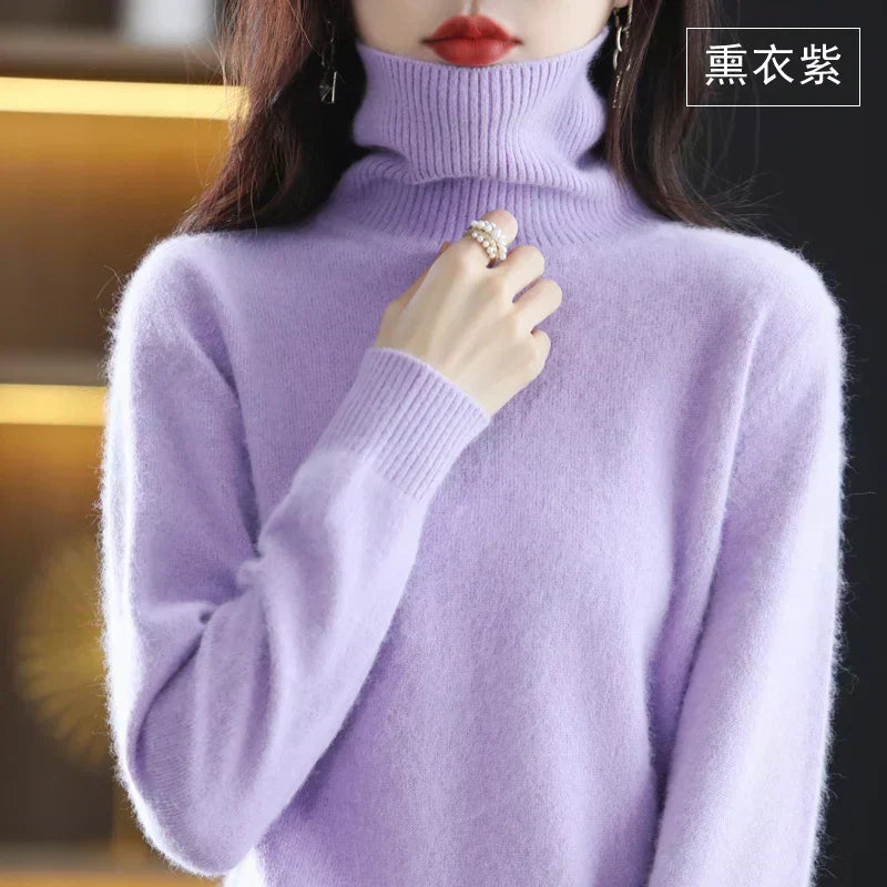 Jersey de cuello alto 100 % cachemira