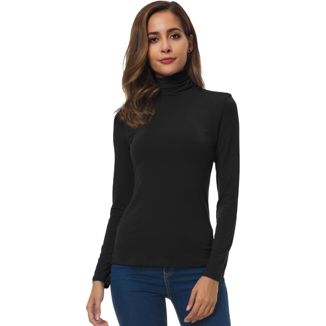 Jersey de cuello alto ajustado para mujer