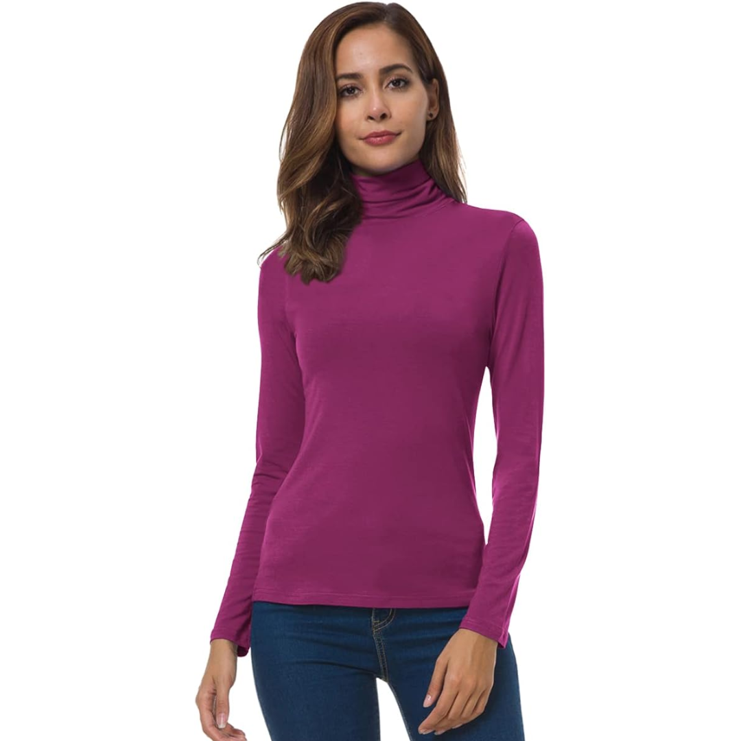 Jersey de cuello alto ajustado para mujer