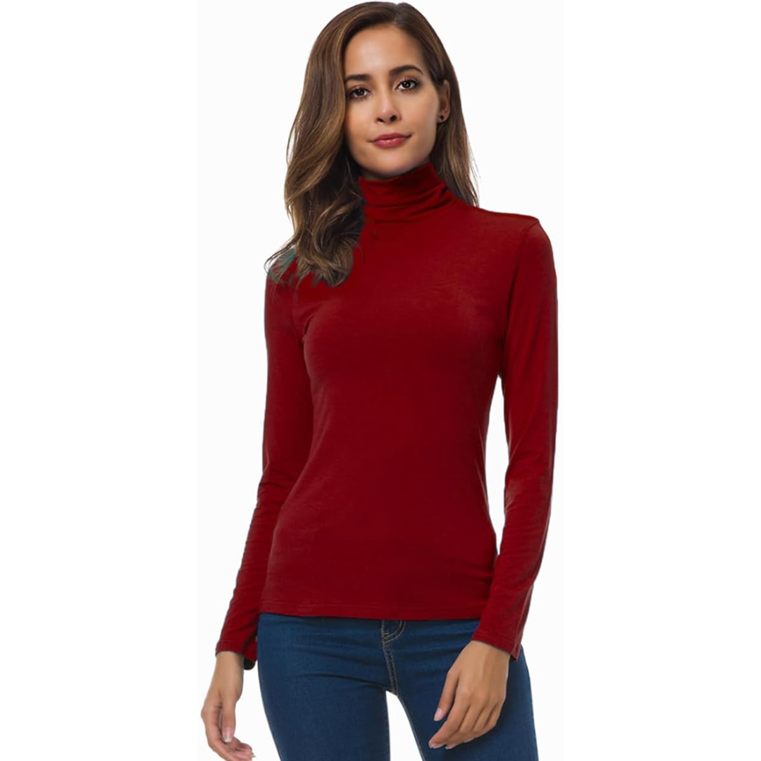 Jersey de cuello alto ajustado para mujer