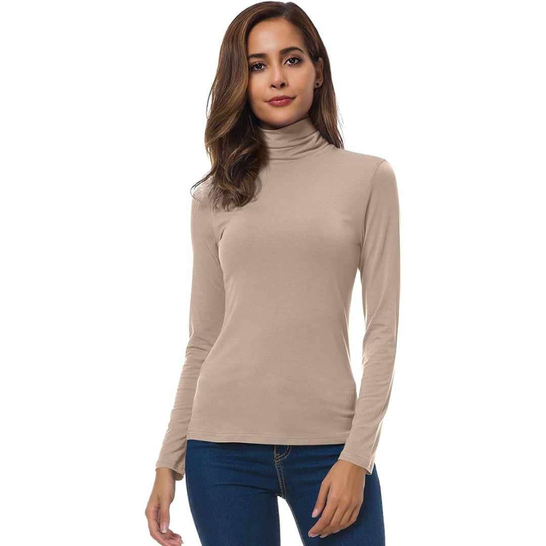 Jersey de cuello alto ajustado para mujer