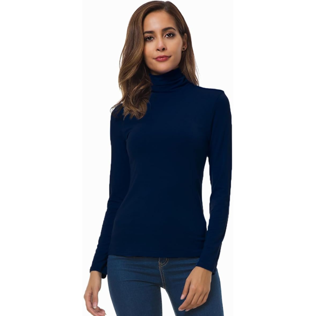 Jersey de cuello alto ajustado para mujer