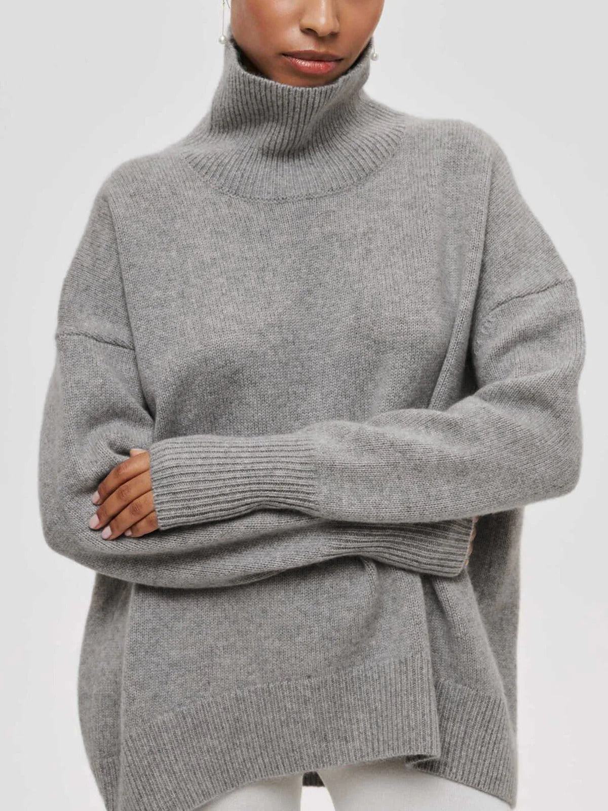 Jersey de cuello alto oversize para mujer