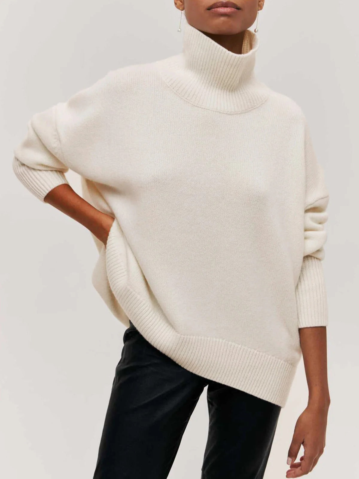 Jersey de cuello alto oversize para mujer