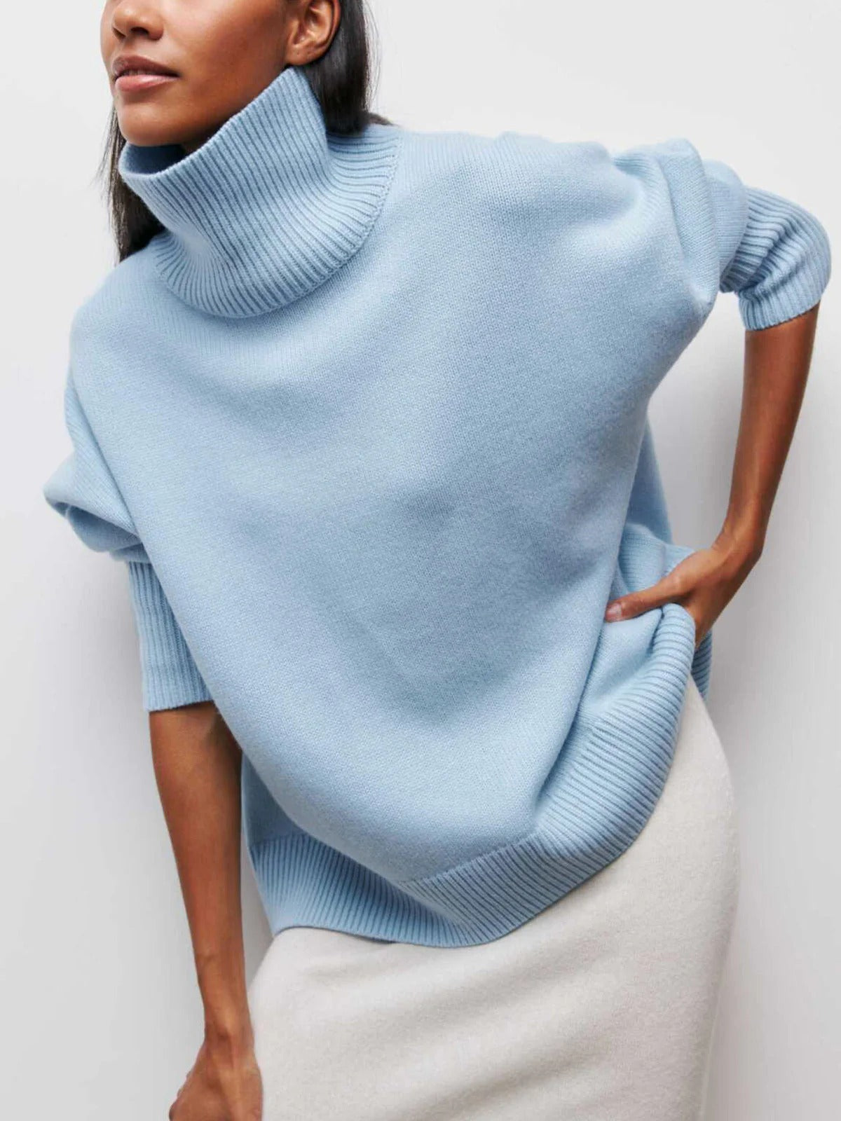 Jersey de cuello alto oversize para mujer