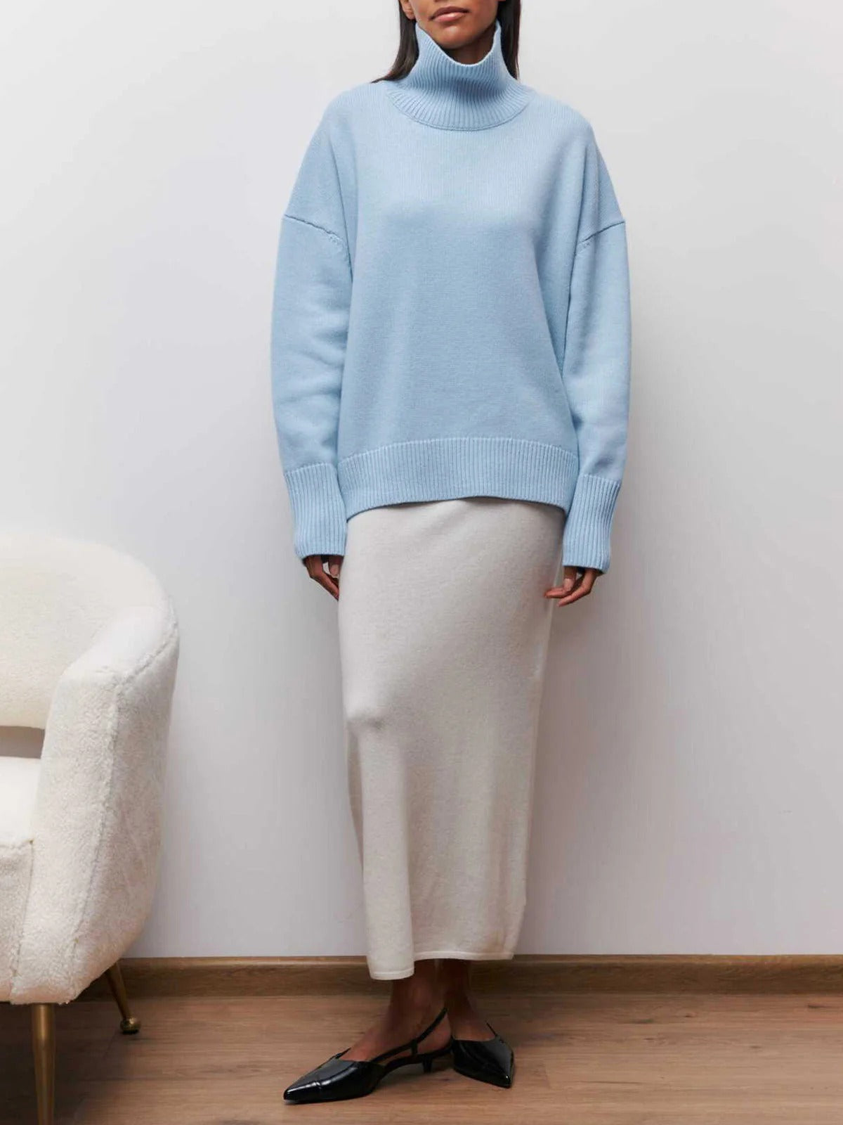 Jersey de cuello alto oversize para mujer
