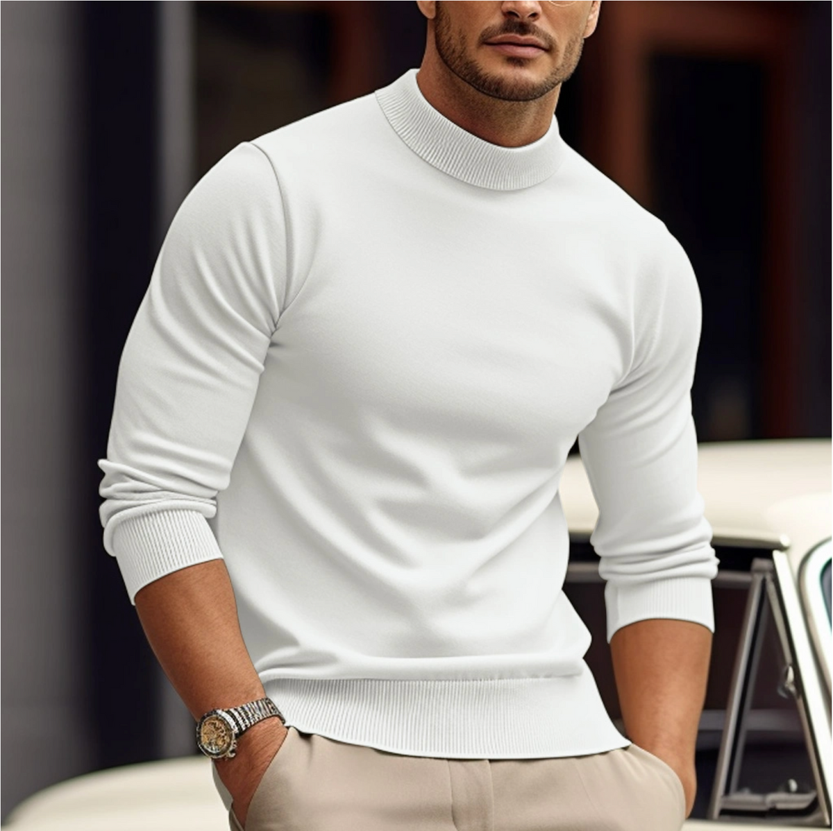 Jersey de cuello alto slim fit para hombre