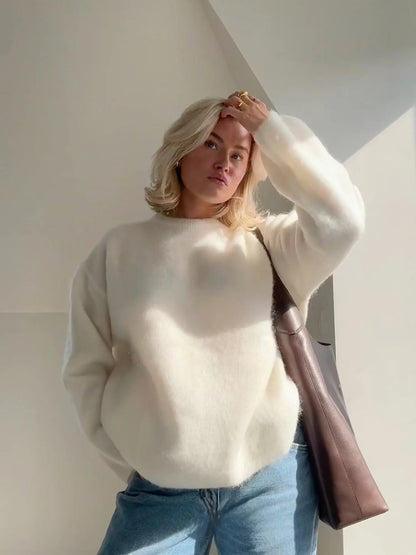 Jersey de mohair para mujer - Jersey de punto suave y esponjoso de lana