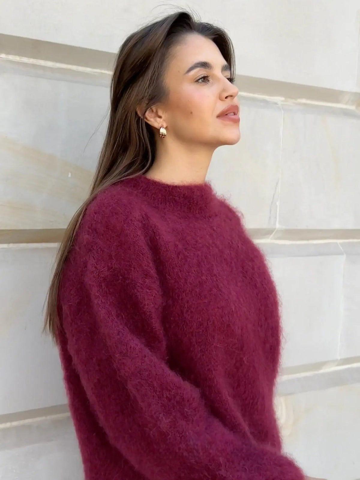 Jersey de mohair para mujer - Jersey de punto suave y esponjoso de lana