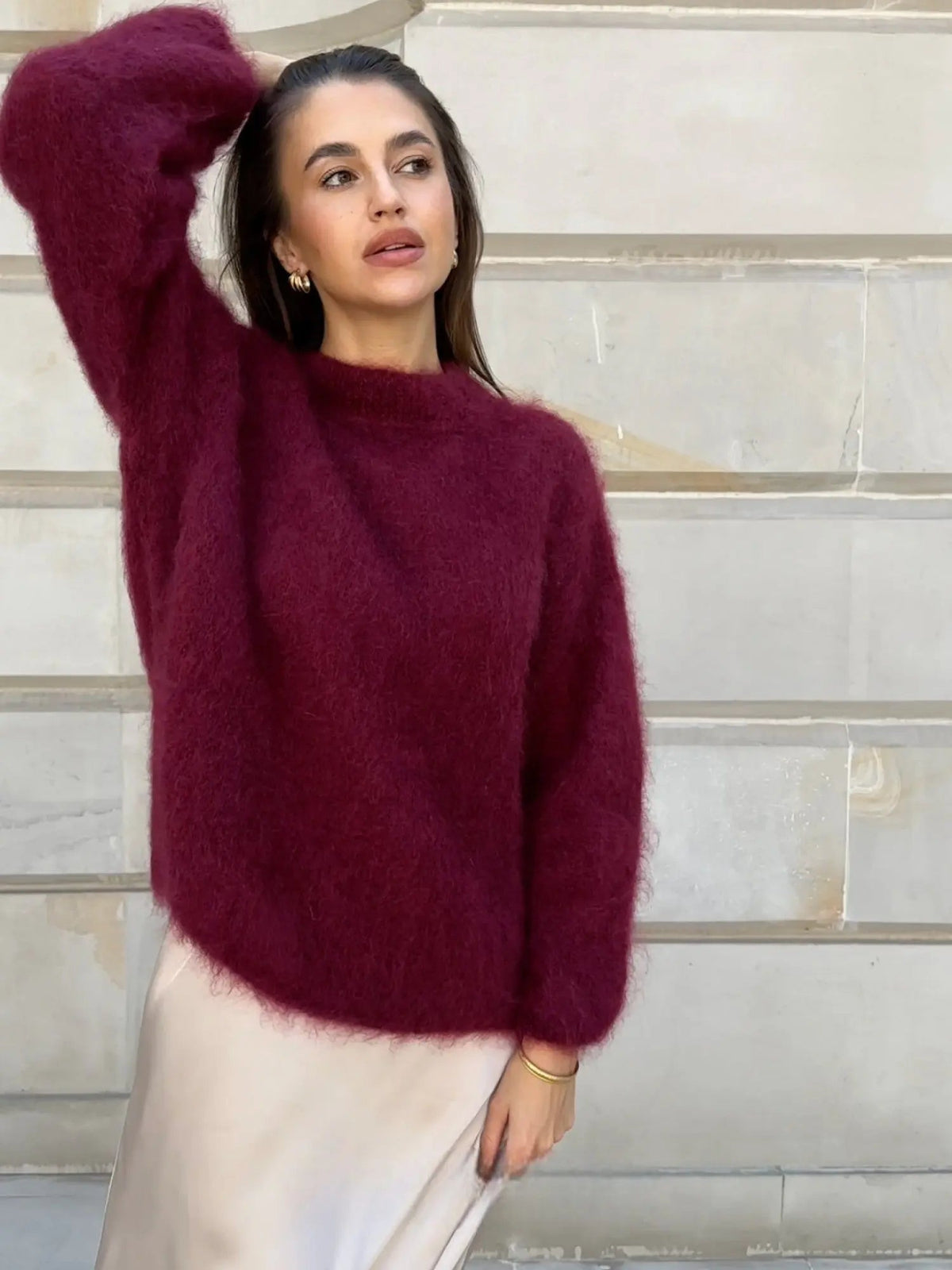 Jersey de mohair para mujer - Jersey de punto suave y esponjoso de lana
